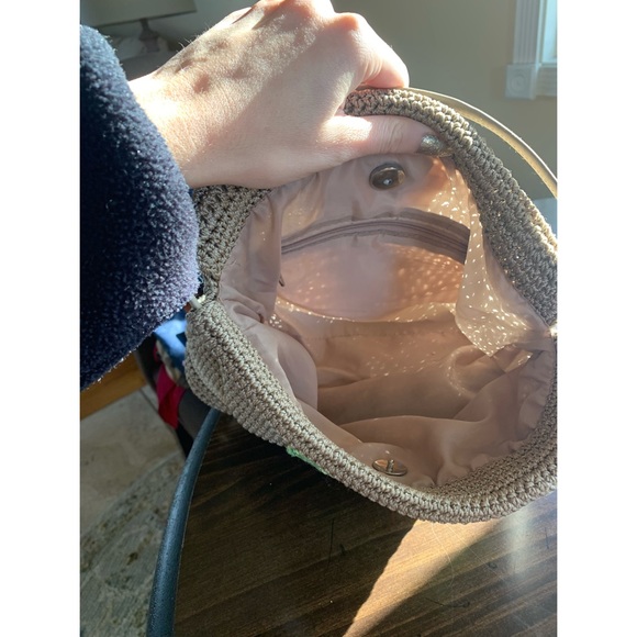 Knit Tan Palm Tree Shoulder Bag Purse - Picture 4 of 5